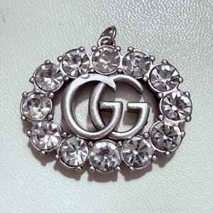 Beautiful Upcycled Gucci GG Zipper Pull Charm Silver Tone & Rhinestone Pendant